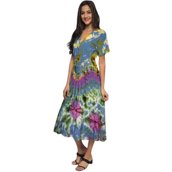 Sacred Threads Dresses & Skirts - NWT.  L/XL Tye-Dye  Dress by Sacred Threads. BL/RD7.  223071